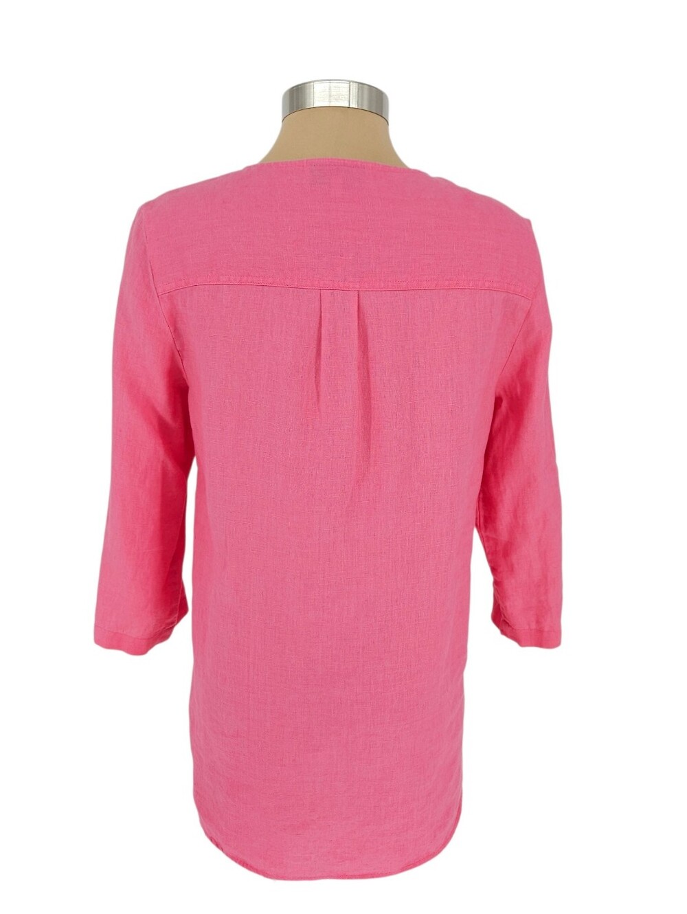 Jones New York Sport Tunic Top Linen Pink Roll Tab Long Sleeve Zip Shirt Small - Picture 5 of 8